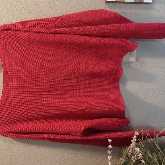 Lulus Crop Sweater Size Large Dark Pink, Berry Color - Picture 2 of 8